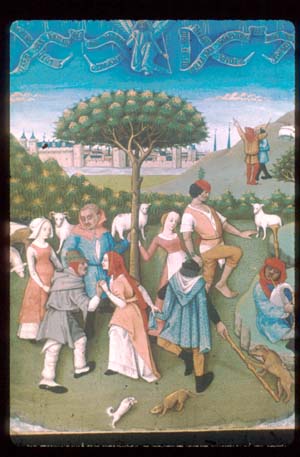 La Danse Champetre from the Late 15th Centuary Manuscript
        - Heures de Charles O'Angouleme - Bibliotheque Nationale